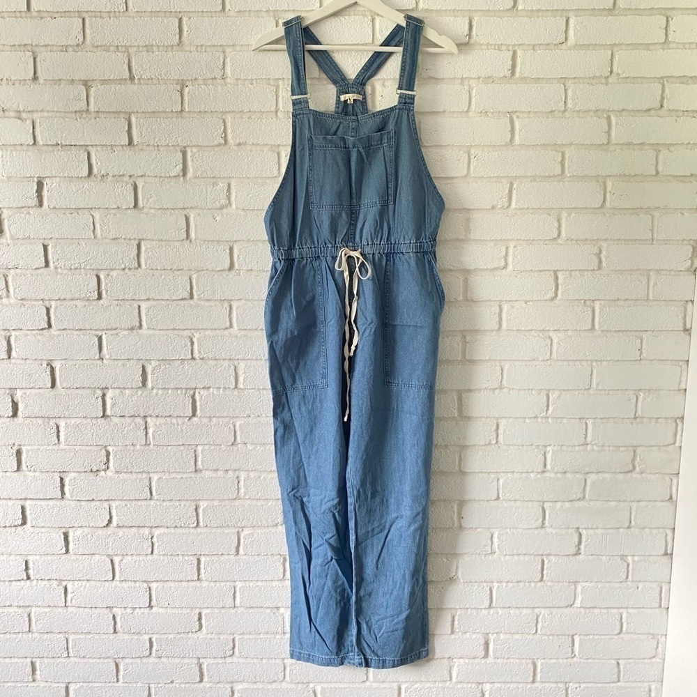 NEW Le Lis Tie Waist Denim Overalls Women’s Size Small